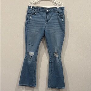 Arizona Jean Company Blue Flare Denim with Distressed Details